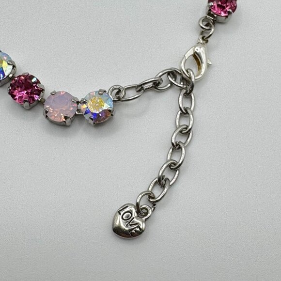 Handmade Swarovski Crystal Necklace | Pink, Fuchsia & Iridescent Elegant Jewelry - Picture 7 of 7